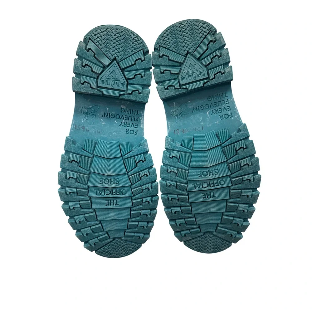 John Fluevog Derby Shoes Mens 9 Charcoal Teal Chunky Lug Sole Portugal zaterdog‎